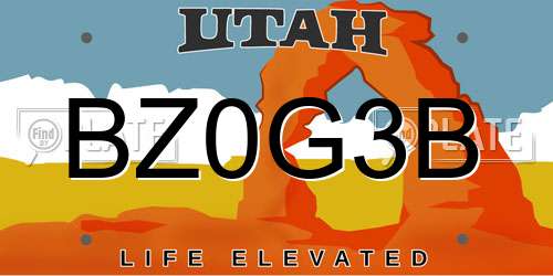 BZ0G3B Utah License Plate