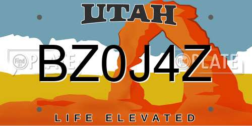 BZ0J4Z Utah License Plate