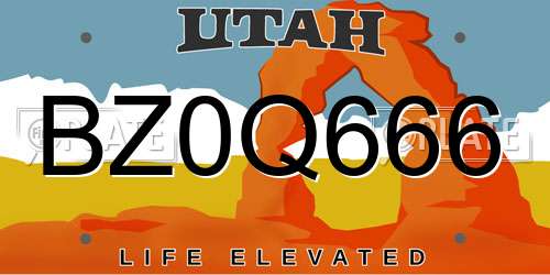BZ0Q666 Utah License Plate