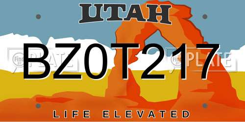 BZ0T217 Utah License Plate