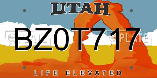 BZ0T717 Utah License Plate