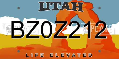 BZ0Z212 Utah License Plate