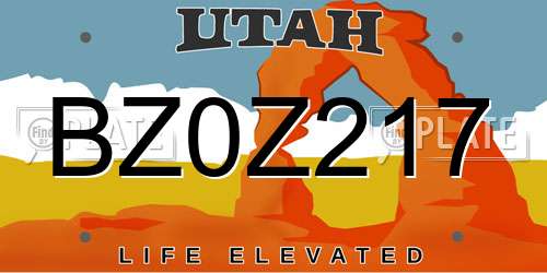 BZ0Z217 Utah License Plate
