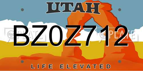 BZ0Z712 Utah License Plate