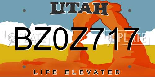 BZ0Z717 Utah License Plate