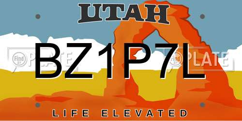 BZ1P7L Utah License Plate