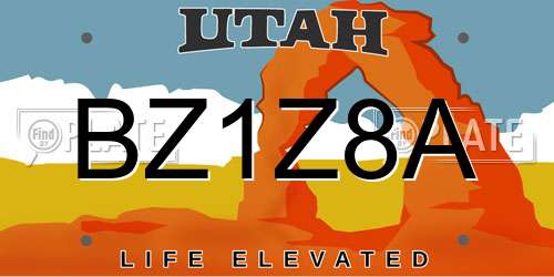 BZ1Z8A Utah License Plate