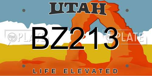 BZ213 Utah License Plate