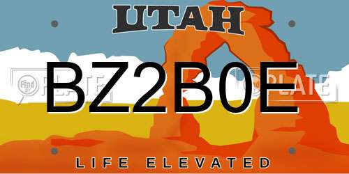 BZ2B0E Utah License Plate