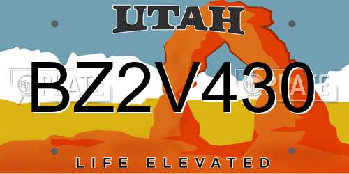BZ2V430 Utah License Plate
