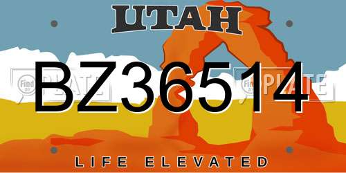 BZ36514 Utah License Plate