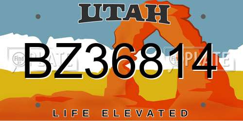 BZ36814 Utah License Plate