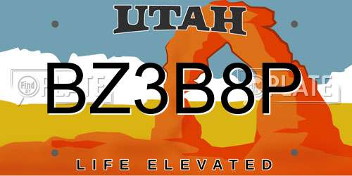 BZ3B8P Utah License Plate