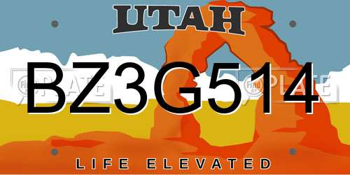 BZ3G514 Utah License Plate