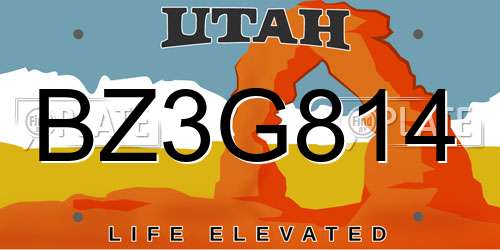 BZ3G814 Utah License Plate