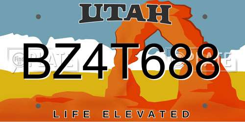 BZ4T688 Utah License Plate