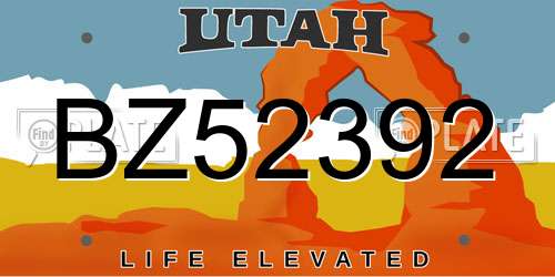 BZ52392 Utah License Plate