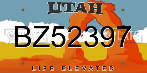 BZ52397 Utah License Plate