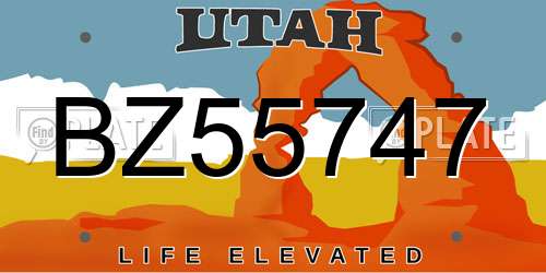 BZ55747 Utah License Plate