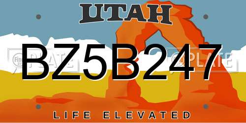 BZ5B247 Utah License Plate