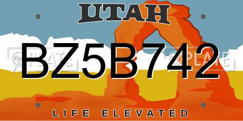 BZ5B742 Utah License Plate