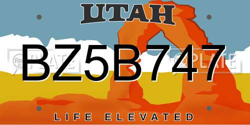 BZ5B747 Utah License Plate