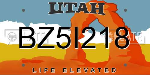 BZ5I218 Utah License Plate