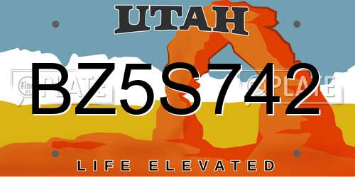 BZ5S742 Utah License Plate