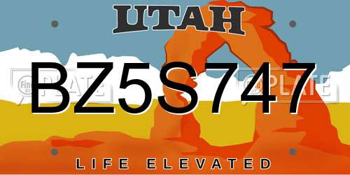 BZ5S747 Utah License Plate