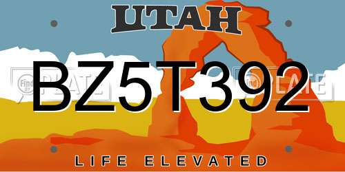 BZ5T392 Utah License Plate