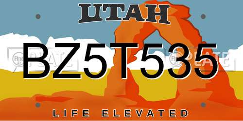 BZ5T535 Utah License Plate