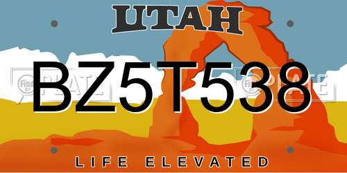 BZ5T538 Utah License Plate