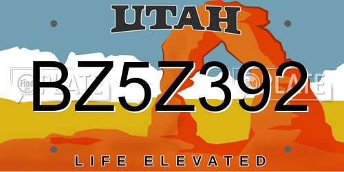 BZ5Z392 Utah License Plate