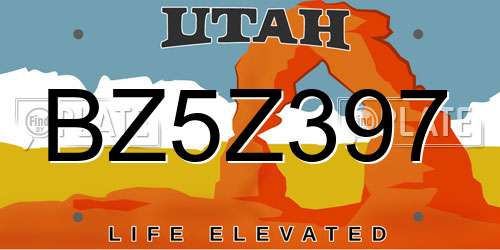 BZ5Z397 Utah License Plate