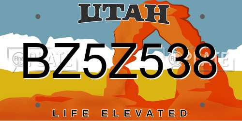 BZ5Z538 Utah License Plate