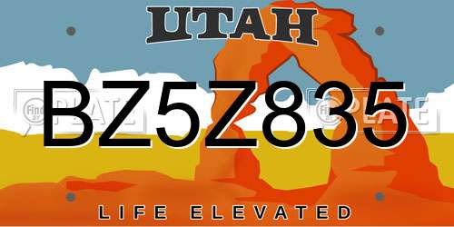 BZ5Z835 Utah License Plate