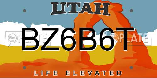 BZ6B6T Utah License Plate