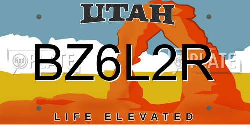 BZ6L2R Utah License Plate
