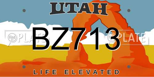 BZ713 Utah License Plate