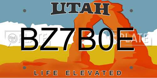 BZ7B0E Utah License Plate