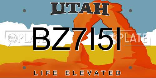 BZ7I5I Utah License Plate