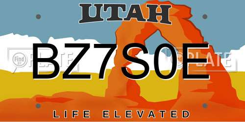 BZ7S0E Utah License Plate