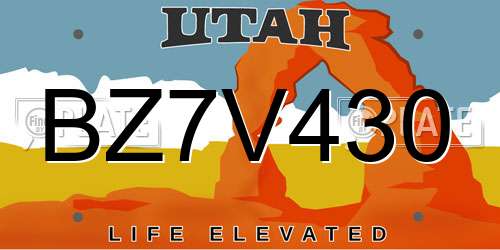 BZ7V430 Utah License Plate