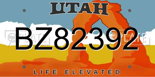 BZ82392 Utah License Plate