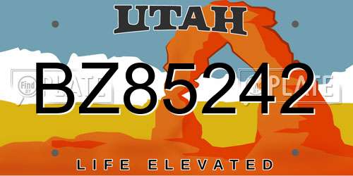 BZ85242 Utah License Plate
