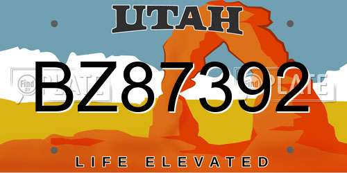 BZ87392 Utah License Plate