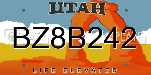 BZ8B242 Utah License Plate