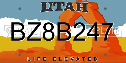 BZ8B247 Utah License Plate