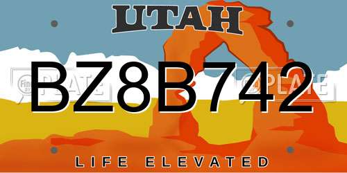 BZ8B742 Utah License Plate