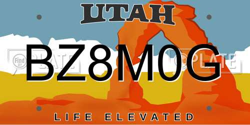 BZ8M0G Utah License Plate